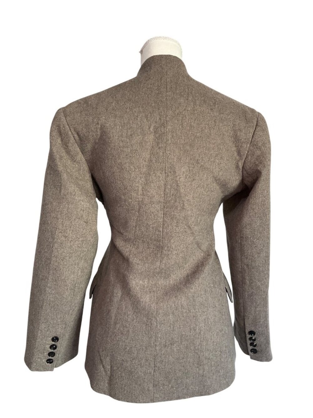 Co Sculptural Collarless Jacket in Oatmeal Small Womens Wool Blazer - Picture 8 of 16